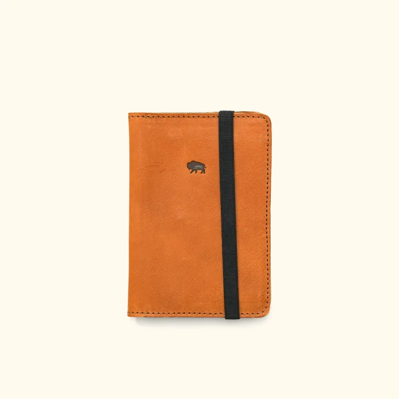 Dakota Leather Field Notes Cover & Passport Travel Wallet, Buffalo Emboss | Saddle Tan sold by Buffalo Jackson