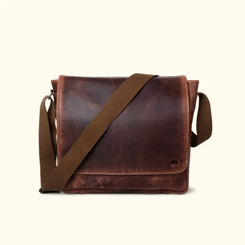 Roosevelt Buffalo Leather Satchel Messenger Bag | Dark Oak sold by Buffalo Jackson