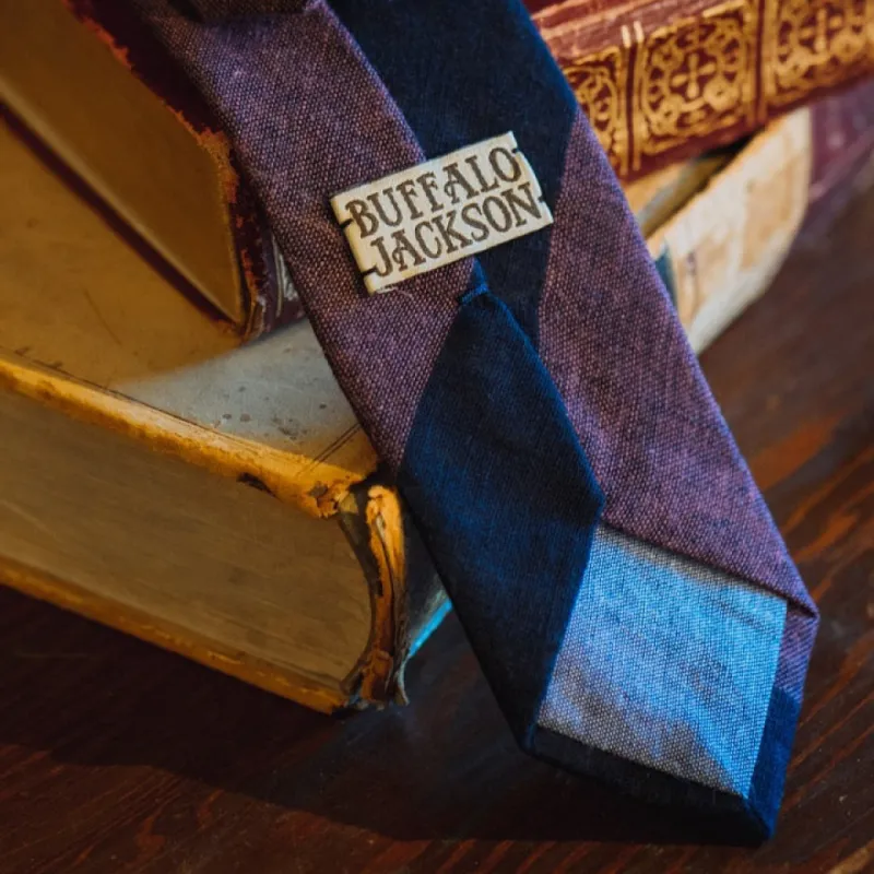 Heathered Stripe Cotton Necktie | Raspberry sold by Buffalo Jackson