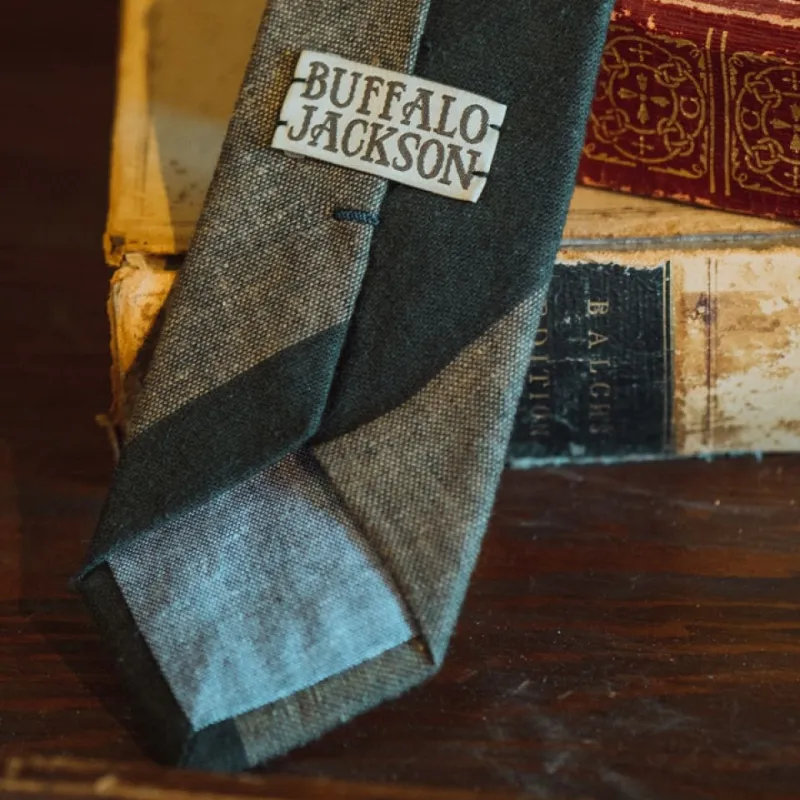 Heathered Stripe Cotton Necktie | Khaki sold by Buffalo Jackson