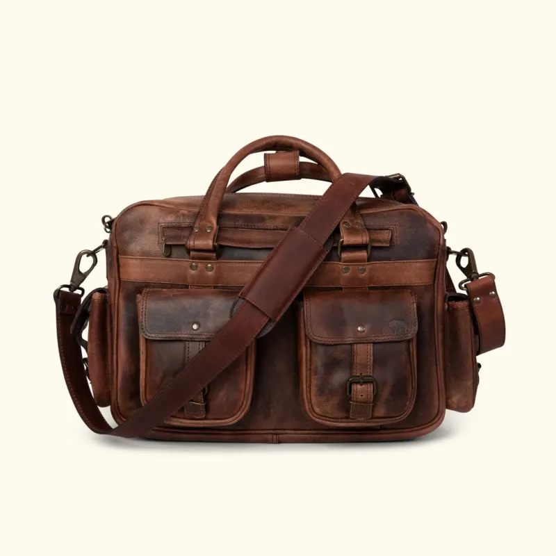 Roosevelt Buffalo Leather Pilot Bag | Dark Oak sold by Buffalo Jackson