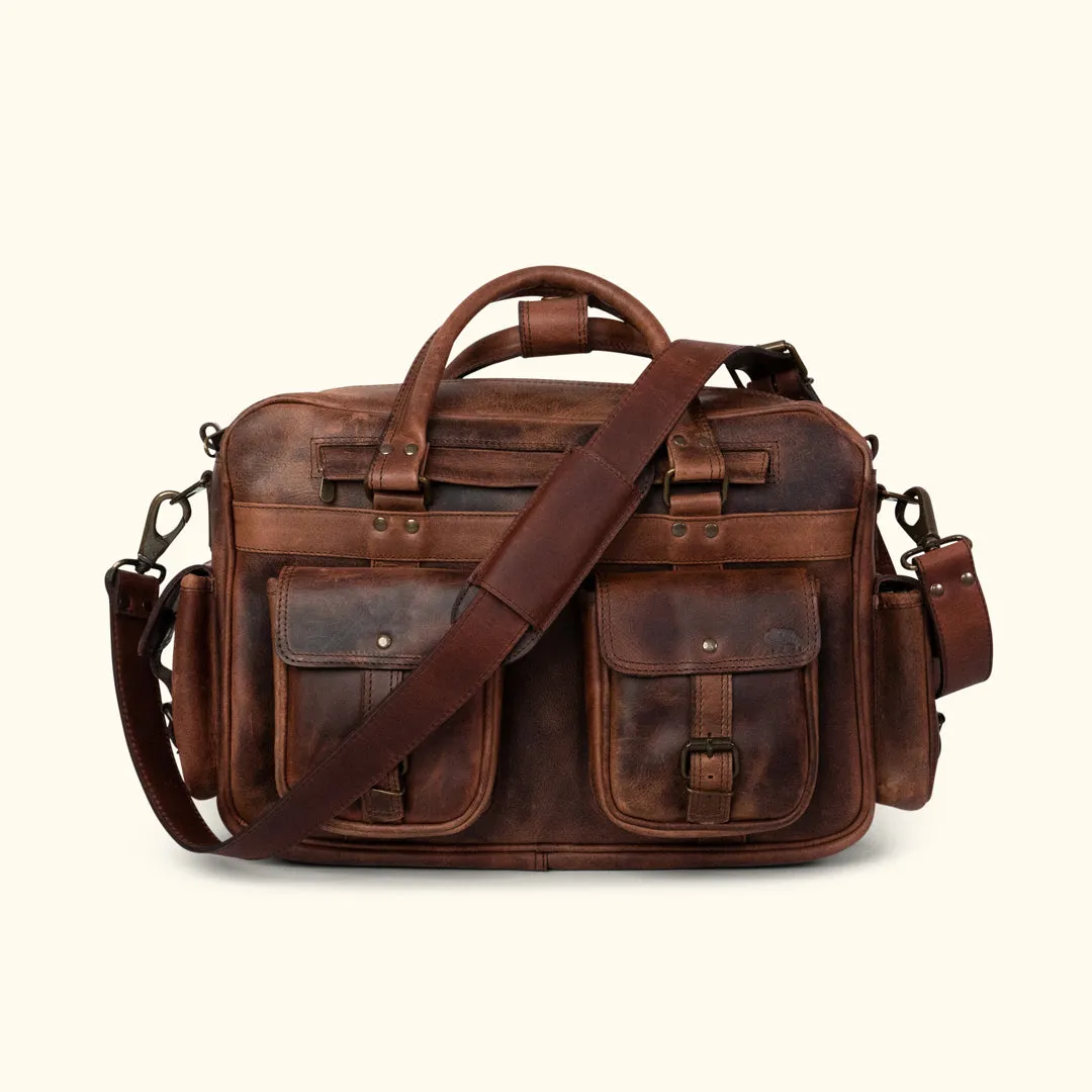 Roosevelt Buffalo Leather Pilot Bag | Dark Oak sold by Buffalo Jackson