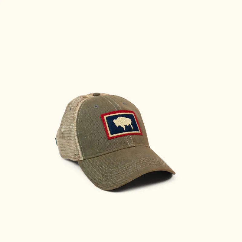 Vintage Wyoming State Flag Hat | Green/Grey sold by Buffalo Jackson