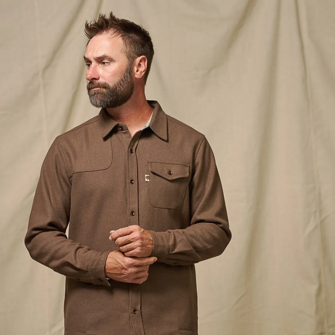 Gunnison Wool-Blend Solid Flannel Shirt | Brown sold by Buffalo Jackson product image thumbnail 3