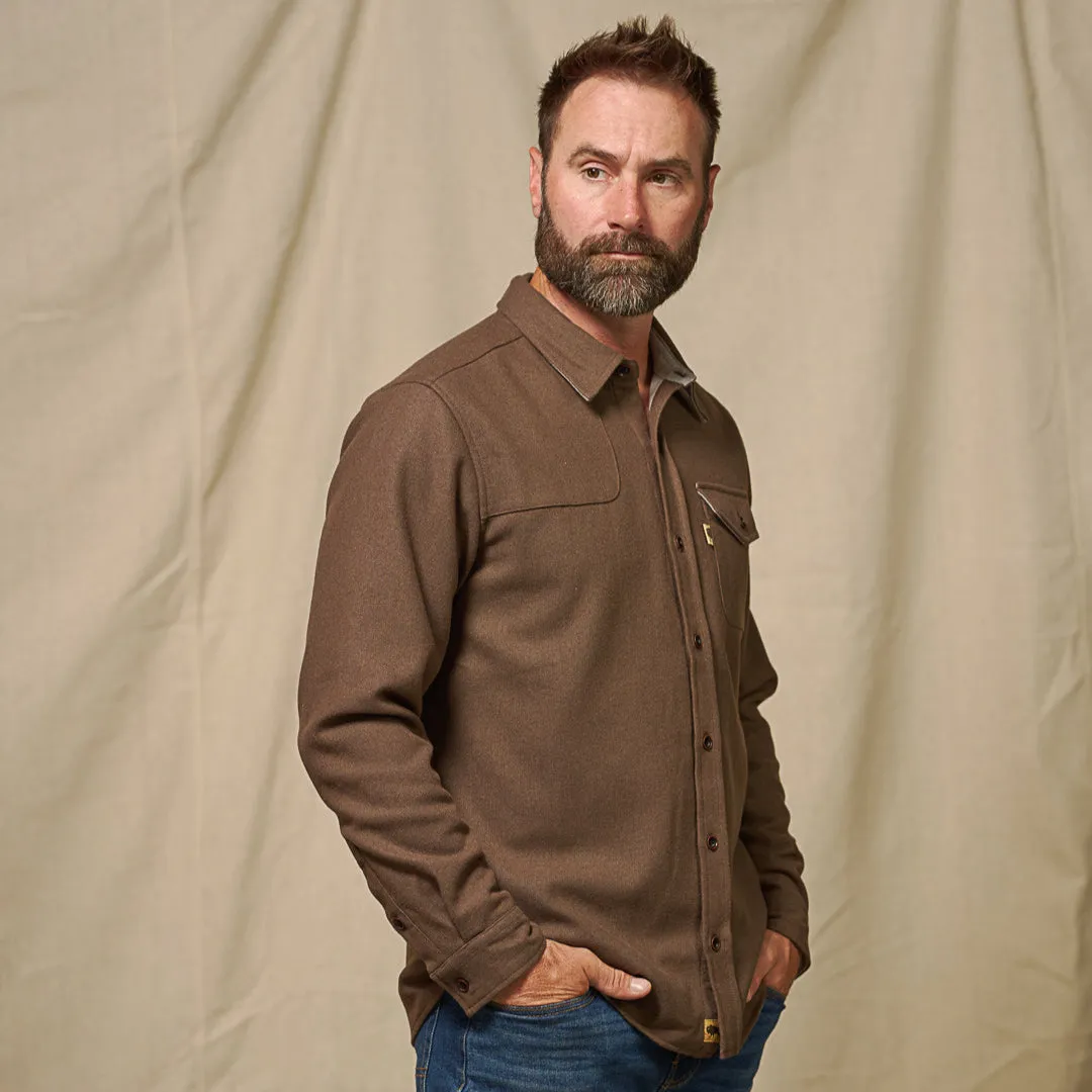 Gunnison Wool-Blend Solid Flannel Shirt | Brown sold by Buffalo Jackson product image thumbnail 4