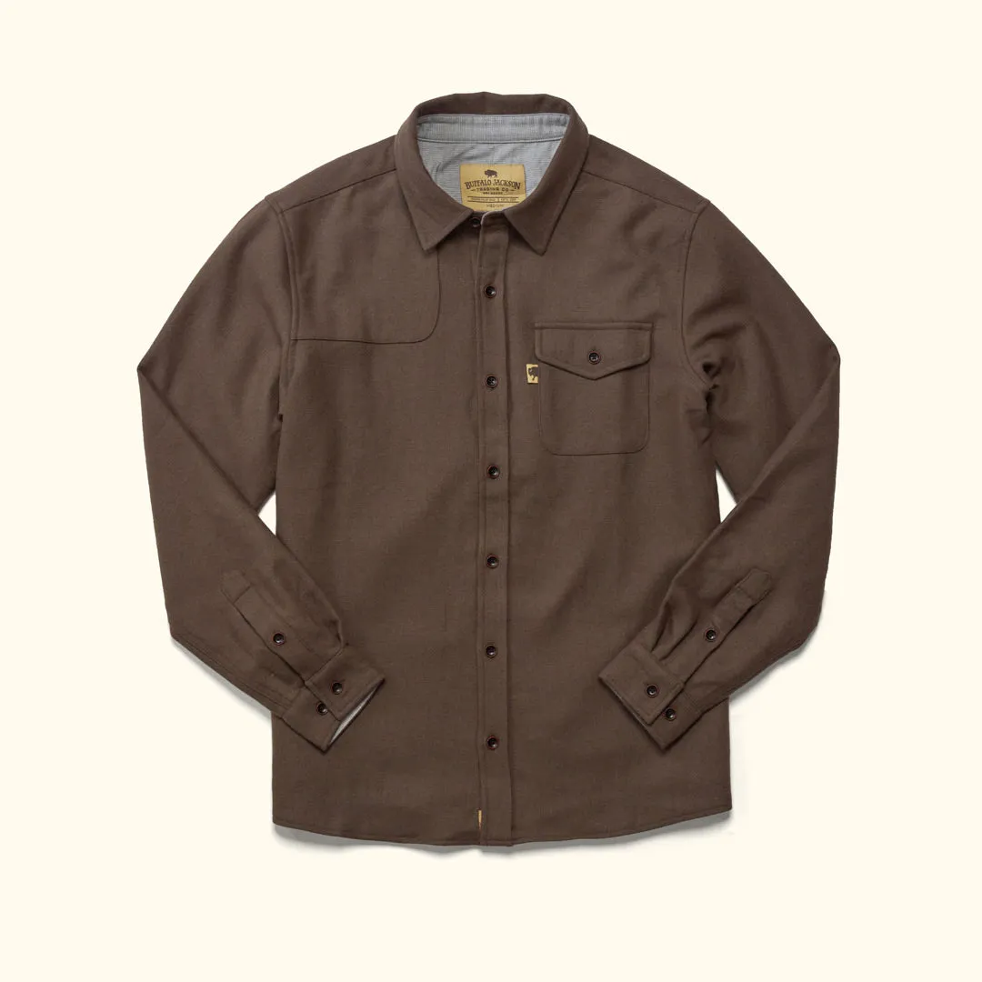 Gunnison Wool-Blend Solid Flannel Shirt | Brown sold by Buffalo Jackson product image thumbnail 2