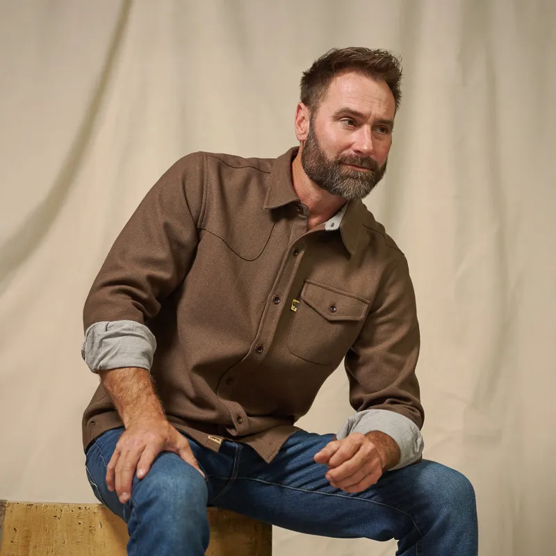 Gunnison Wool-Blend Solid Flannel Shirt | Brown made by Buffalo Jackson