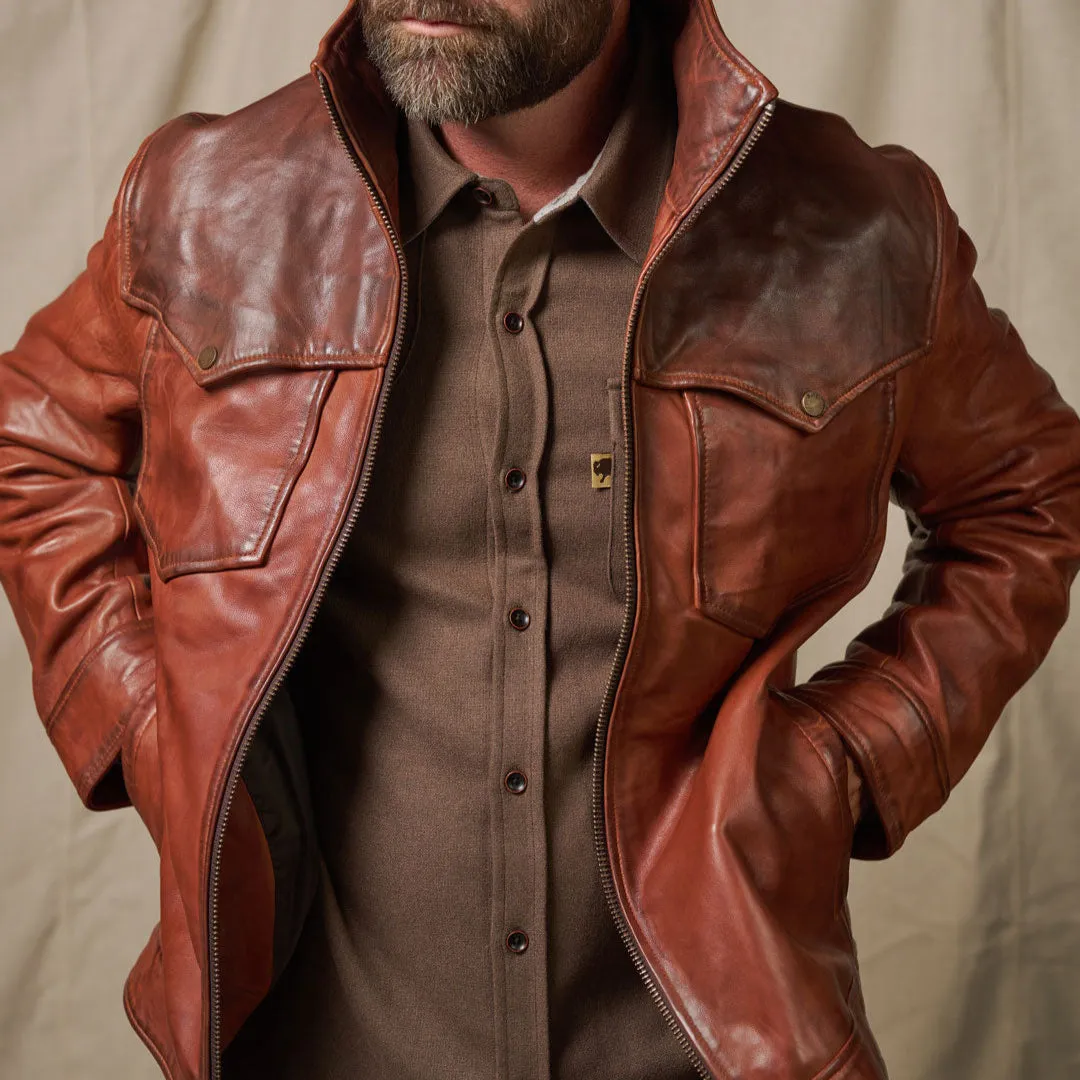 Western Elkhorn Leather Jacket | Distressed Brown & Chestnut sold by Buffalo Jackson product image thumbnail 5