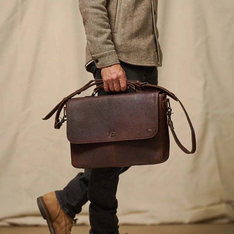 Limited Edition Roosevelt Leather Laptop Messenger Bag | Buffalo Grain sold by Buffalo Jackson