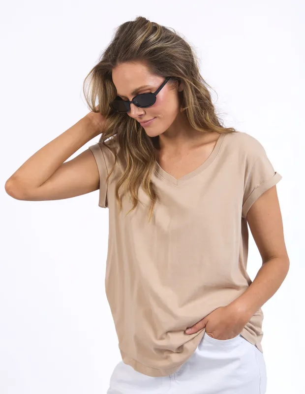 Manly Vee Tee Oatmeal sold by Foxwood Clothing