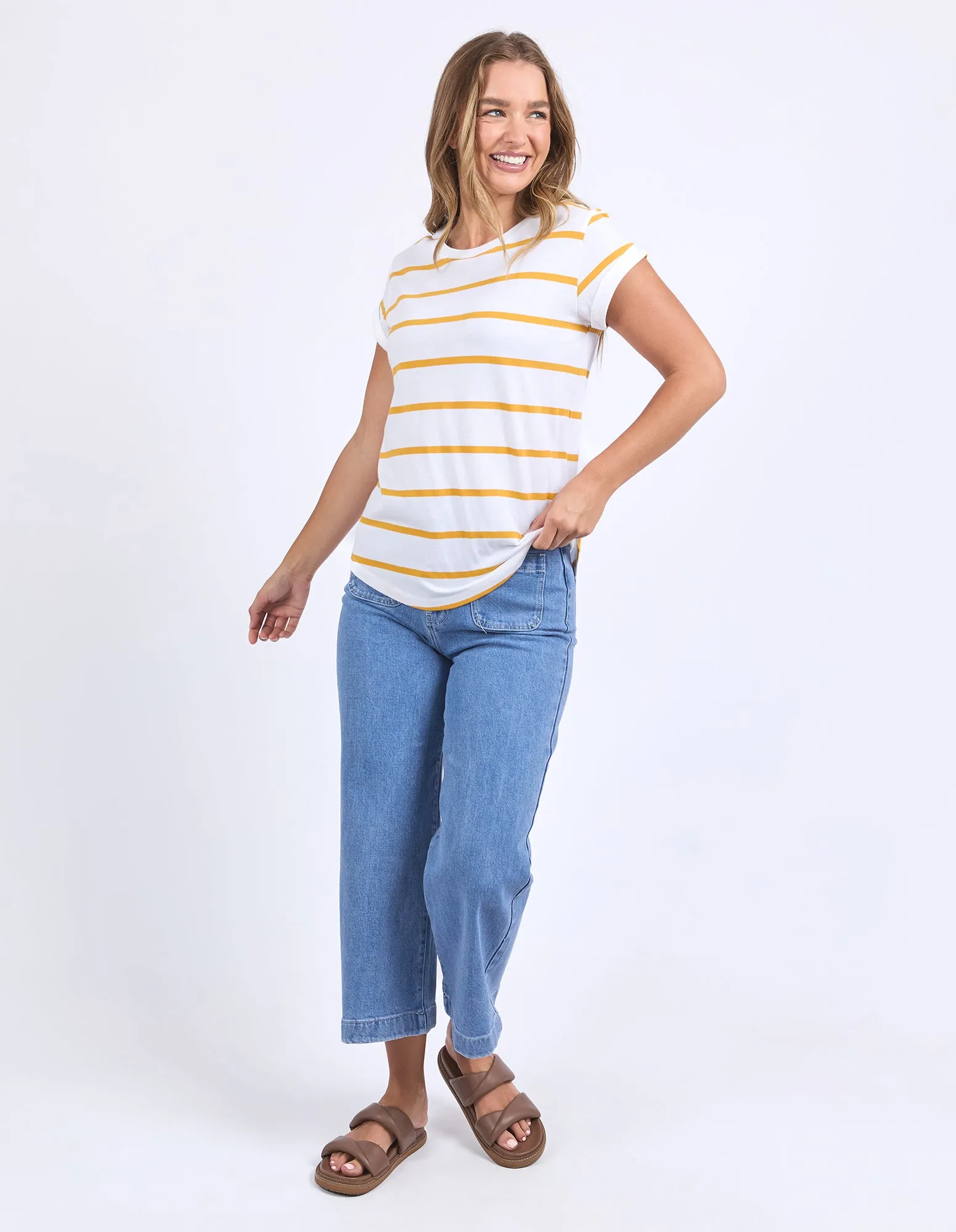 Manly Stripe Tee White & Yellow sold by Foxwood Clothing product image thumbnail 2
