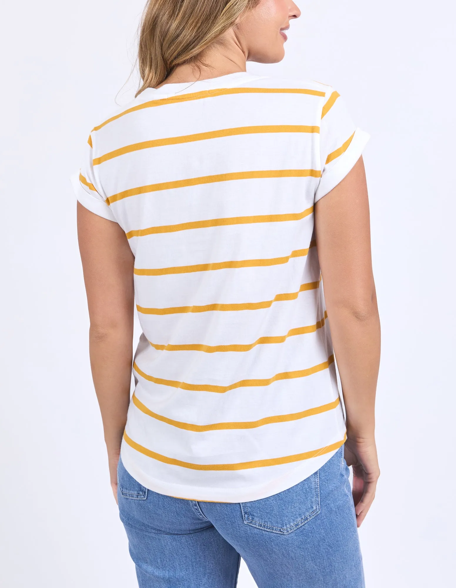 Manly Stripe Tee White & Yellow sold by Foxwood Clothing product image thumbnail 3