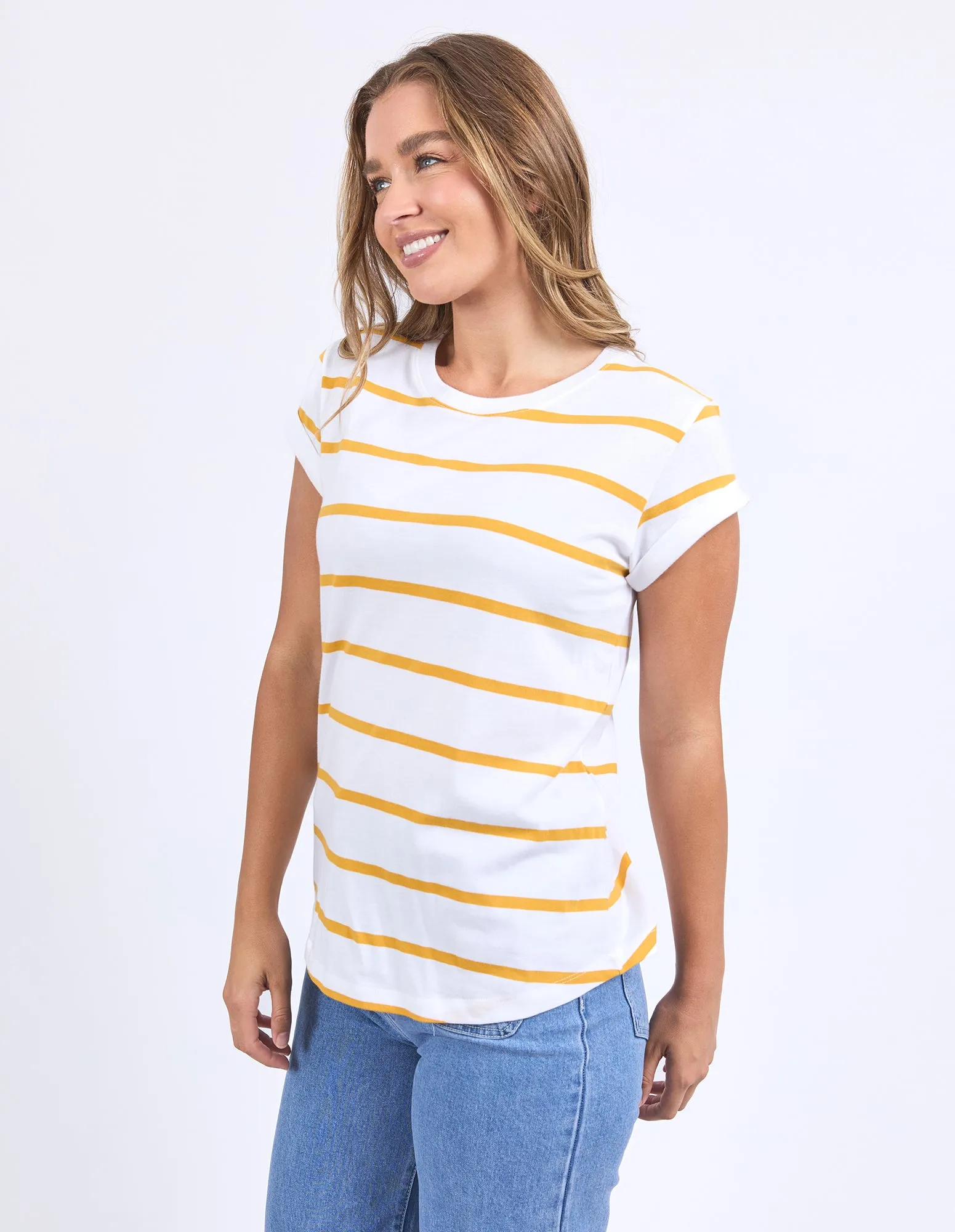 Manly Stripe Tee White & Yellow sold by Foxwood Clothing product image thumbnail 4