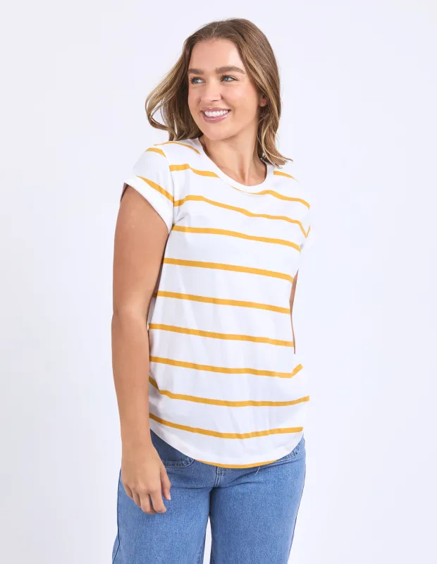 Manly Stripe Tee White & Yellow sold by Foxwood Clothing