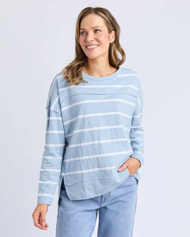 Jayne Stripe Throw On Top Sky Blue & White made by Foxwood Clothing