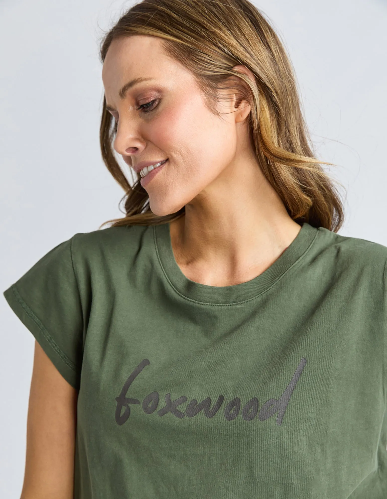 Signature Embroidery Tee Dress Khaki sold by Foxwood Clothing product image thumbnail 5