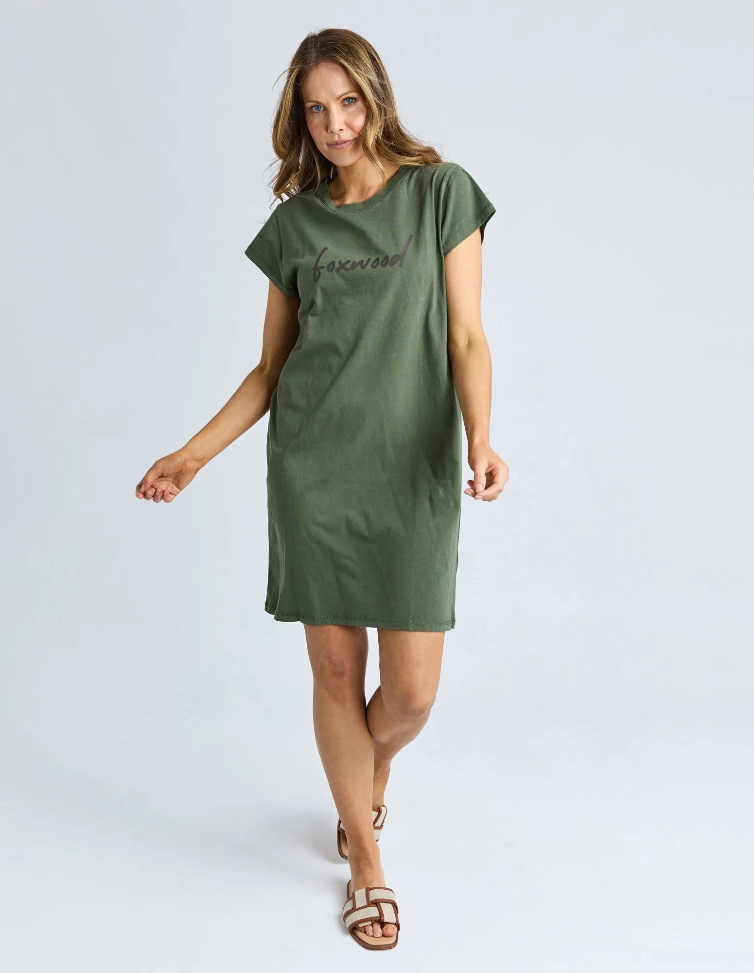 Signature Embroidery Tee Dress Khaki sold by Foxwood Clothing product image thumbnail 2