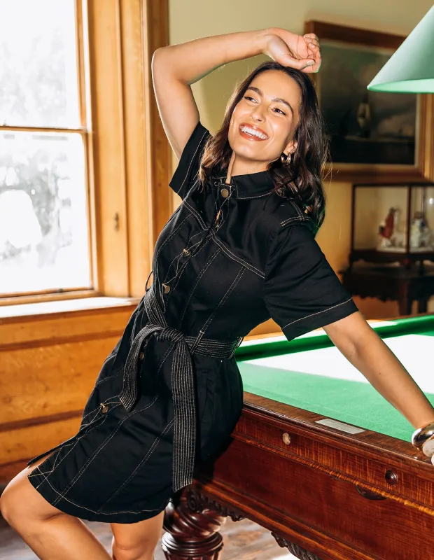 Riva Denim Dress Black sold by Foxwood Clothing