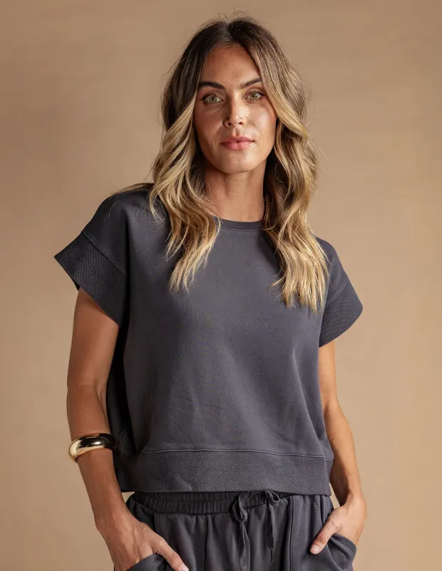 Hustler Tee Charcoal sold by Foxwood Clothing