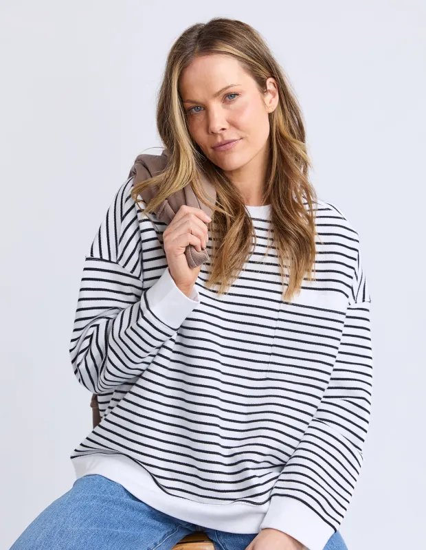 Original Stripe Crew White & Black made by Foxwood Clothing