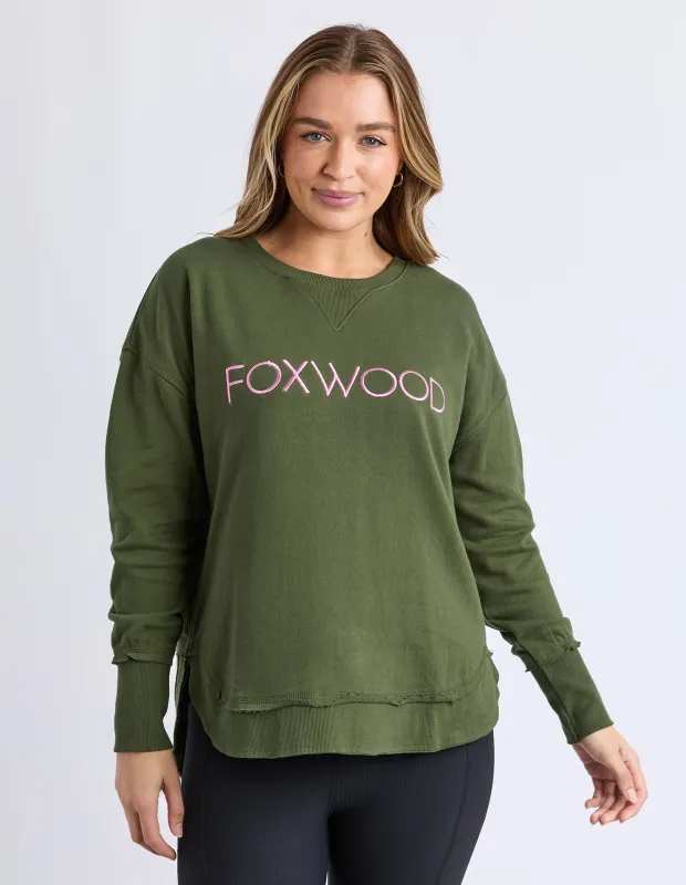 Simplified Metallic Crew Olive With Pink made by Foxwood Clothing