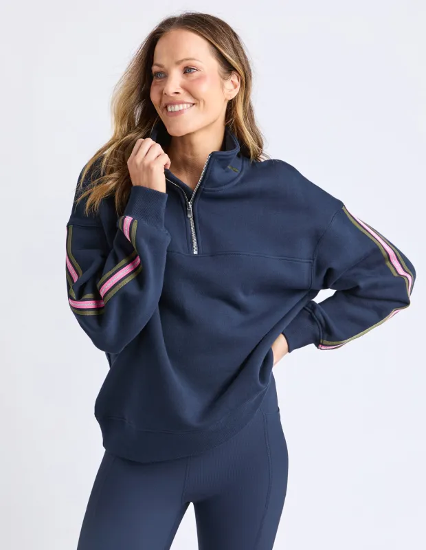 Varsity Zip Crew Navy made by Foxwood Clothing