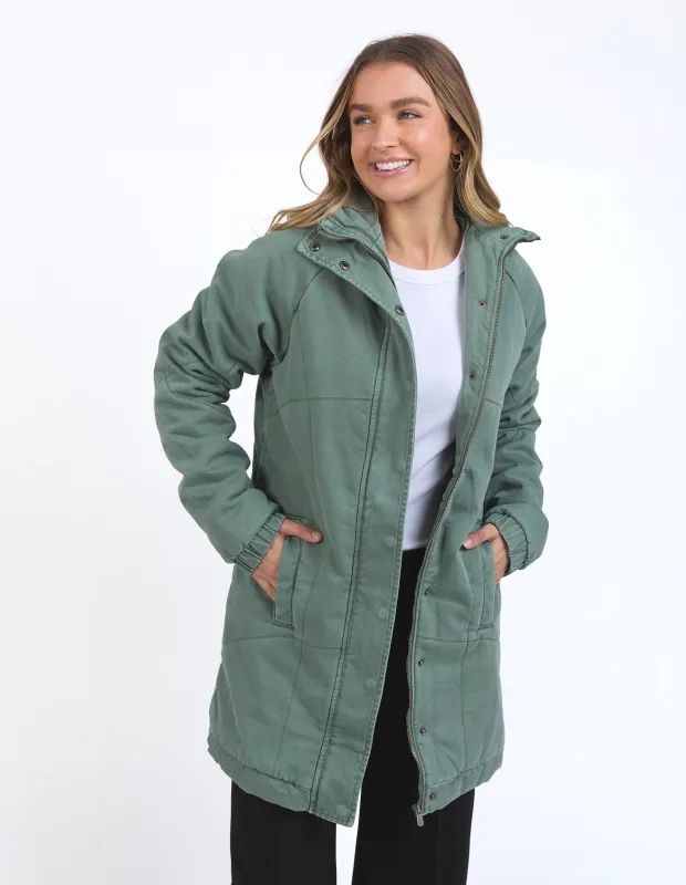 Rosalee Longline Jacket Washed Green made by Foxwood Clothing