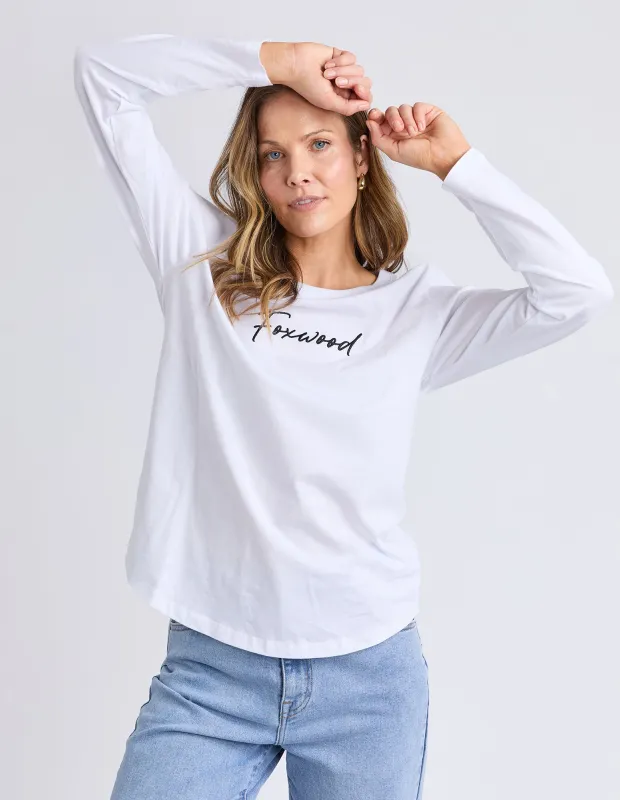 Signature Long Sleeve Tee White made by Foxwood Clothing