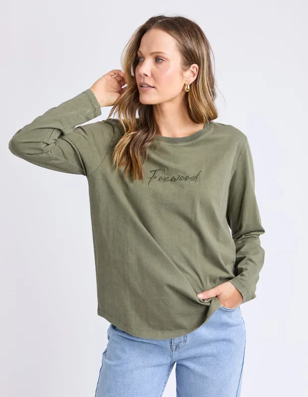 Signature Long Sleeve Tee Khaki made by Foxwood Clothing