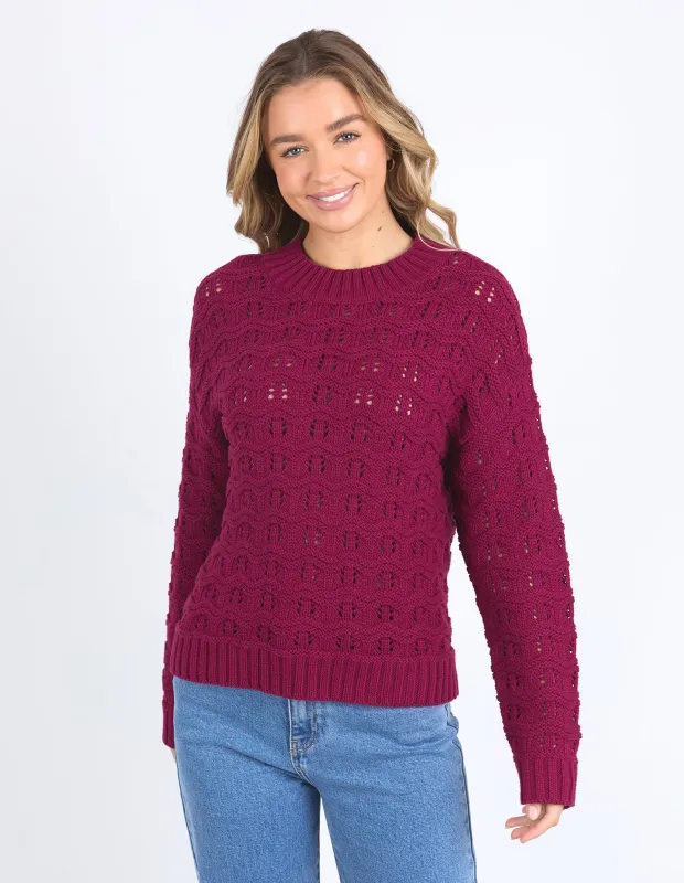 Carter Knit Beetroot Red sold by Foxwood Clothing