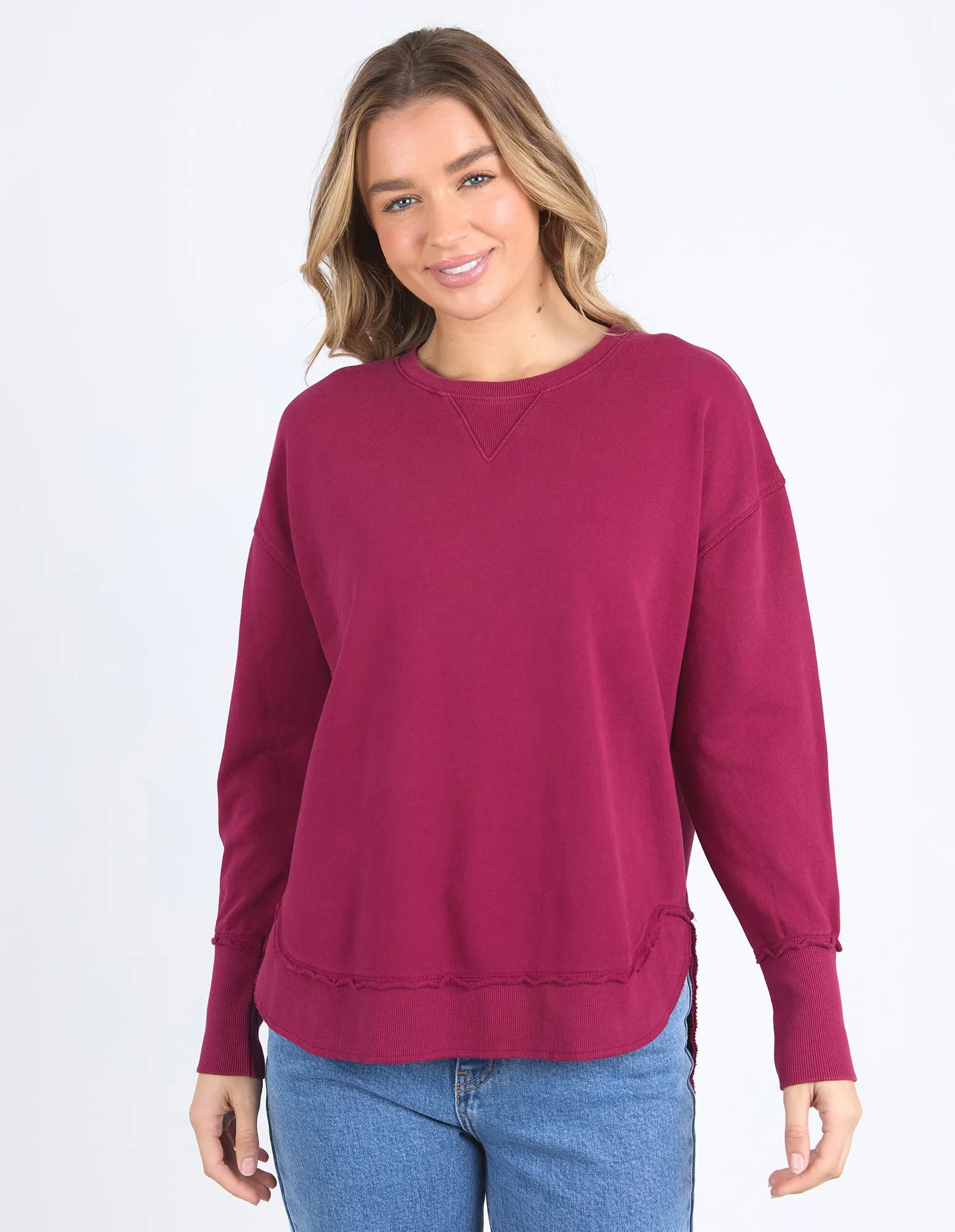 Delilah Crew Beetroot Red sold by Foxwood Clothing
