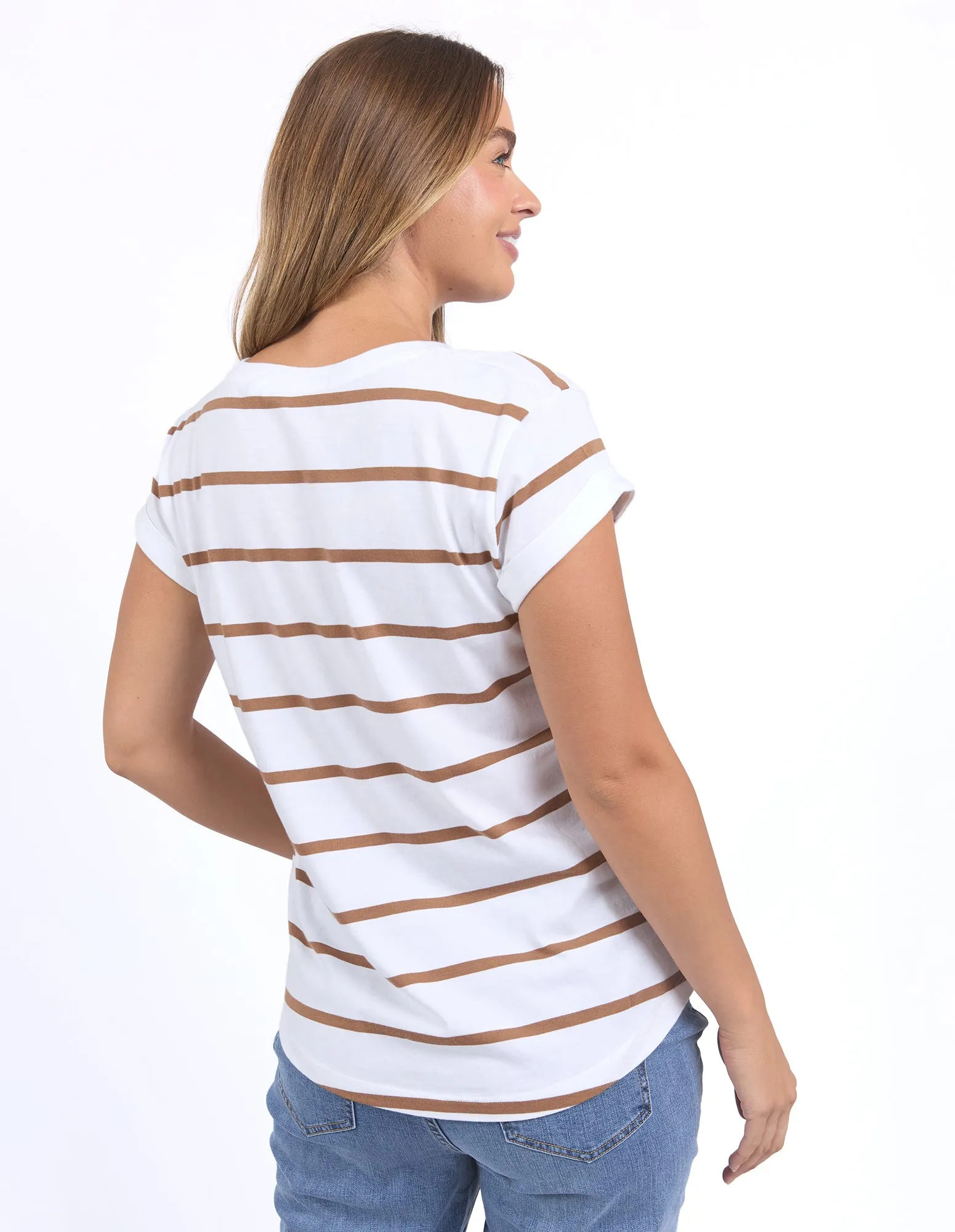 Manly Stripe Vee Tee White/Toasted Coconut sold by Foxwood Clothing product image thumbnail 3