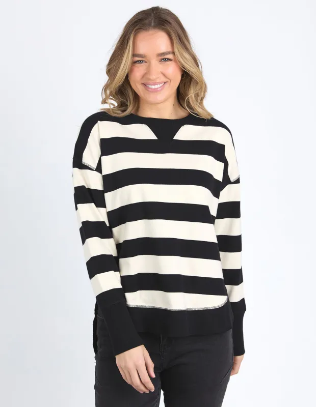 Striped Delilah Crew Blk & White sold by Foxwood Clothing