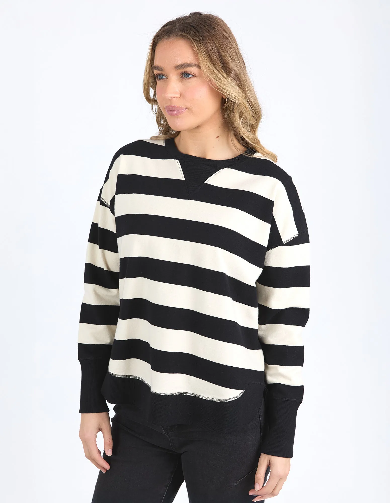 Striped Delilah Crew Blk & White sold by Foxwood Clothing product image thumbnail 4