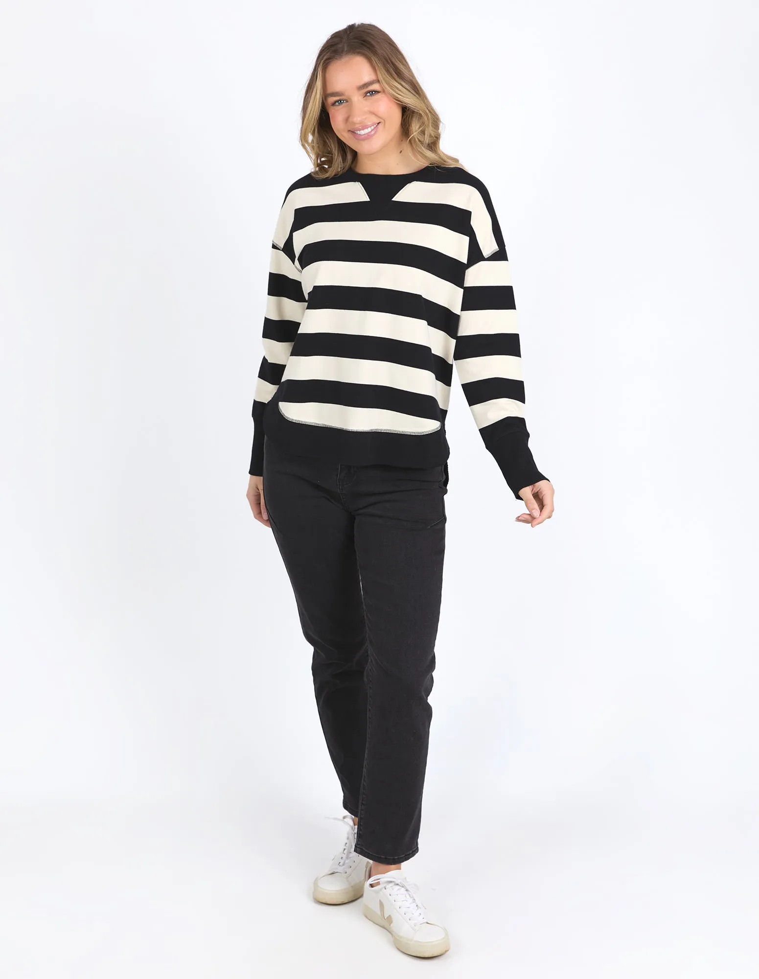 Striped Delilah Crew Blk & White sold by Foxwood Clothing product image thumbnail 2