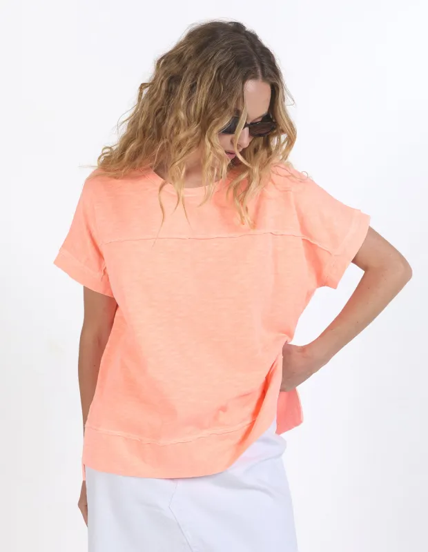 Allison Tee Neon Peach sold by Foxwood Clothing