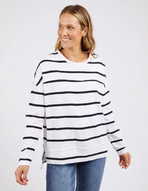 Jayne Stripe Throw On Top White & Dark Sapphire sold by Foxwood Clothing