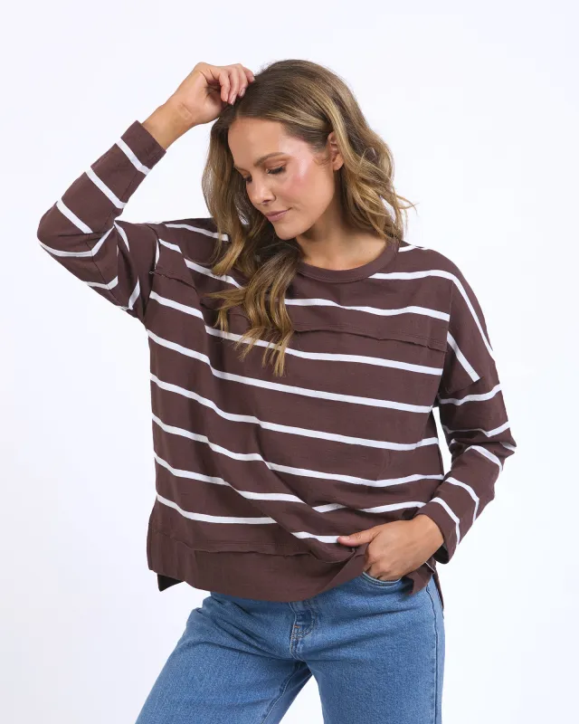 Jayne Stripe Throw On Top Chocolate & White sold by Foxwood Clothing