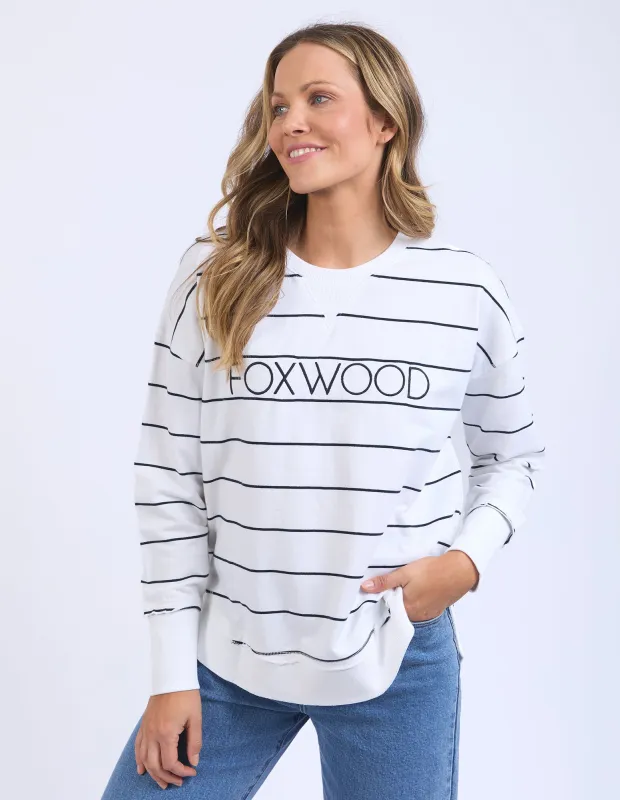 Classic Stripe Simplified Crew White/Navy sold by Foxwood Clothing