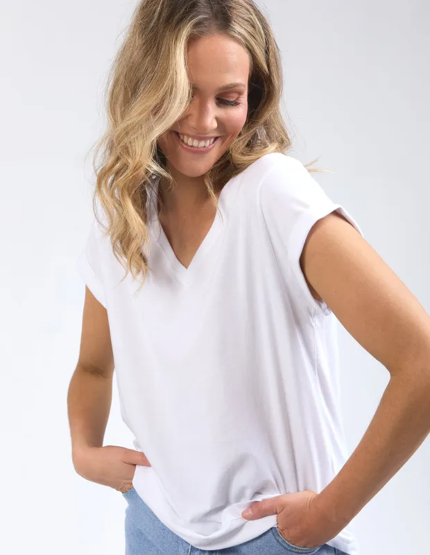 Manly Vee Tee White sold by Foxwood Clothing