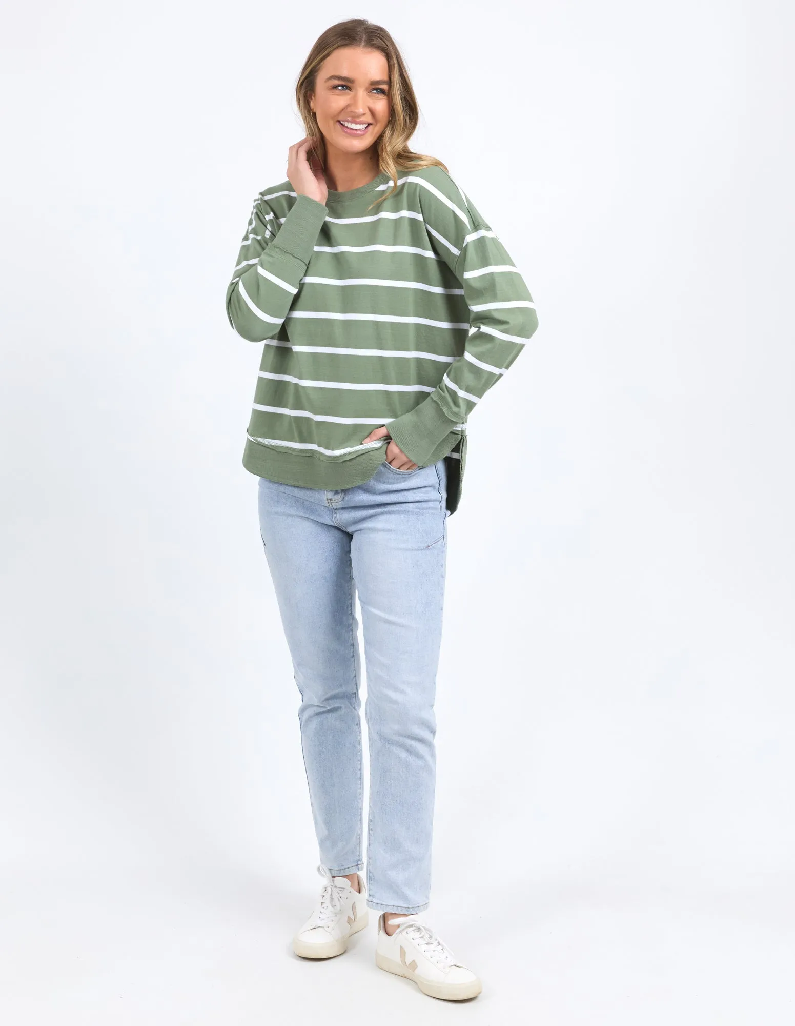 Farrah Stripe Long Sleeve Sage/White sold by Foxwood Clothing product image thumbnail 2