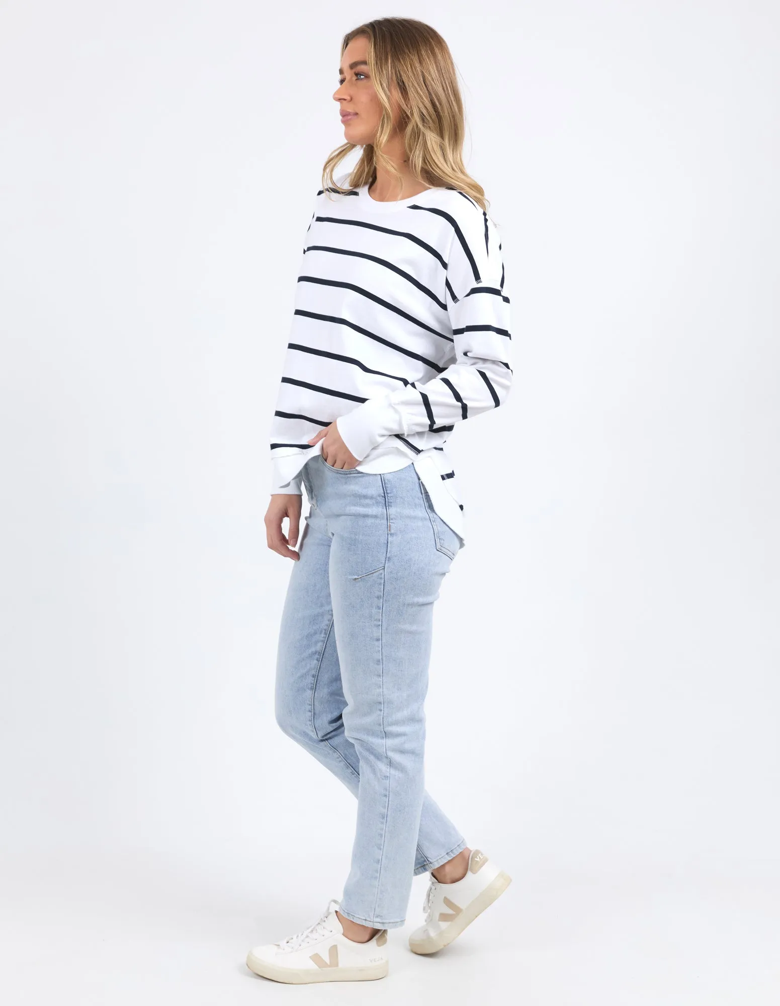 Farrah Stripe Long Sleeve White/ Navy sold by Foxwood Clothing product image thumbnail 5