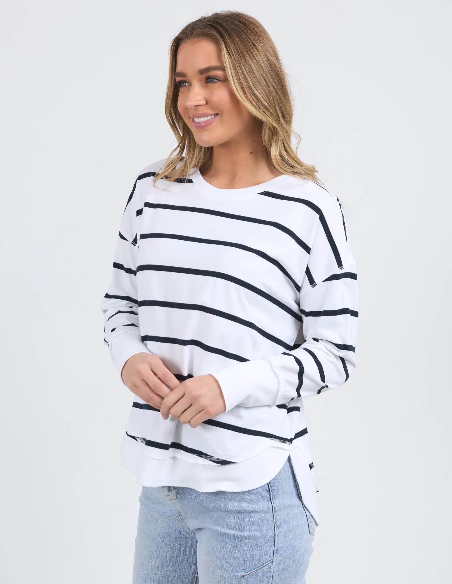 Farrah Stripe Long Sleeve White/ Navy sold by Foxwood Clothing product image thumbnail 3