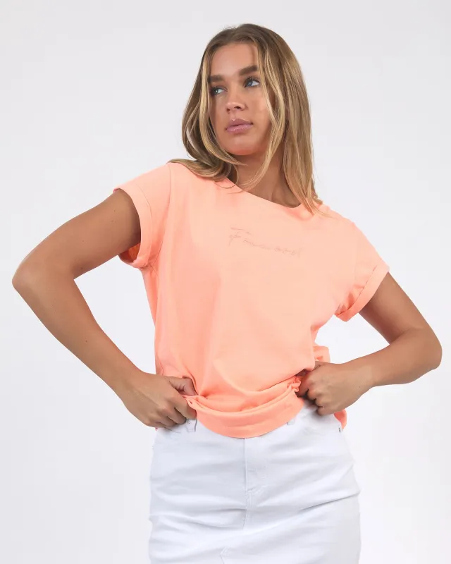Signature Tee Neon Peach sold by Foxwood Clothing