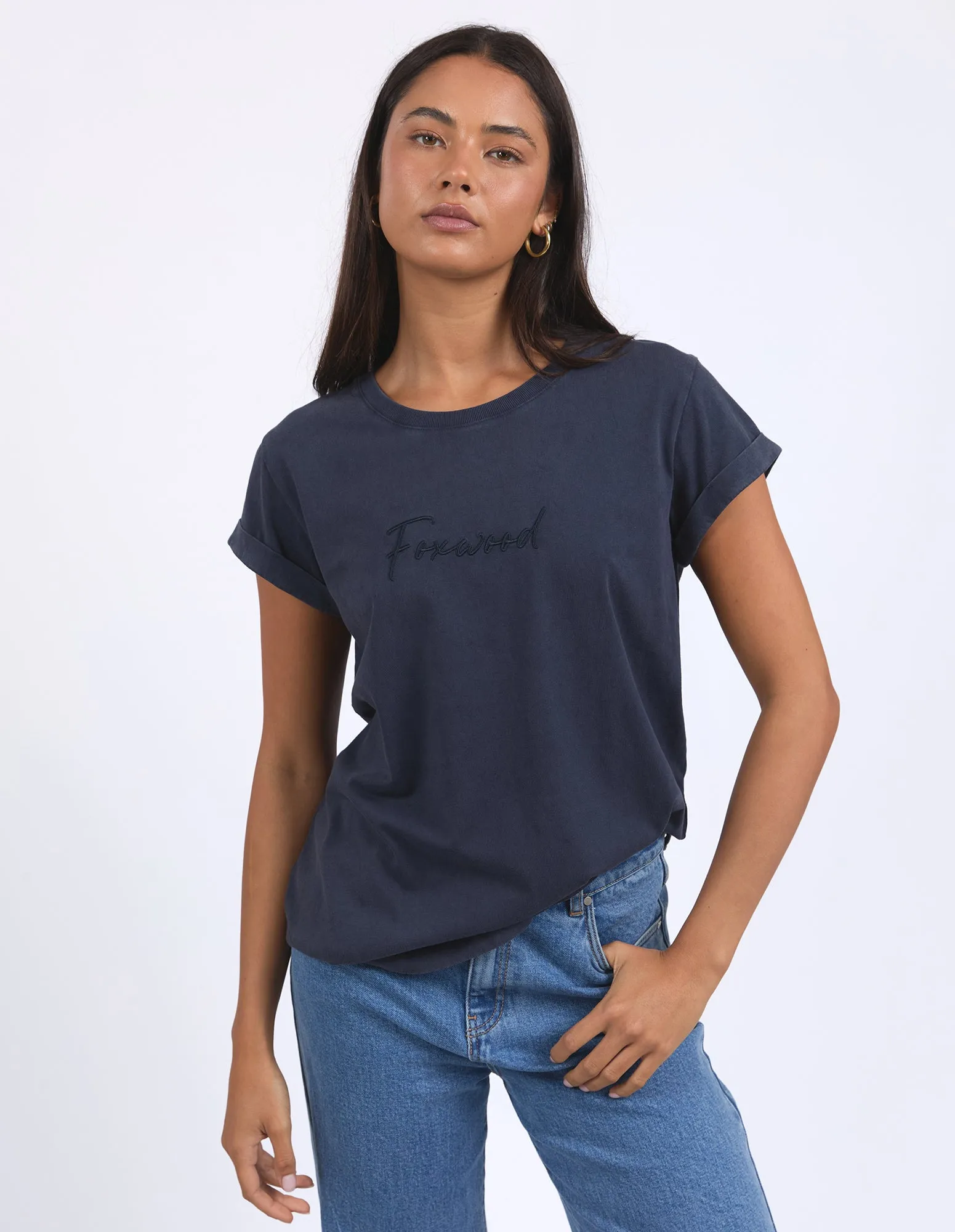 Signature Tee Navy sold by Foxwood Clothing