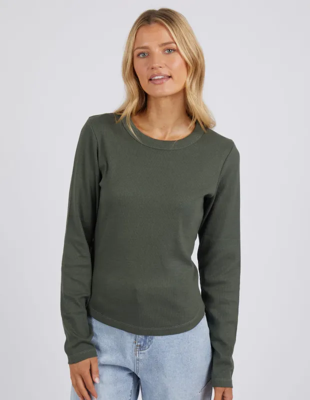 Scoop Long Sleeve Rib Khaki sold by Foxwood Clothing