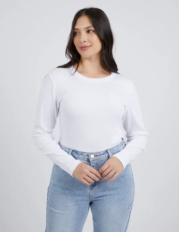 Scoop Long Sleeve Rib White sold by Foxwood Clothing