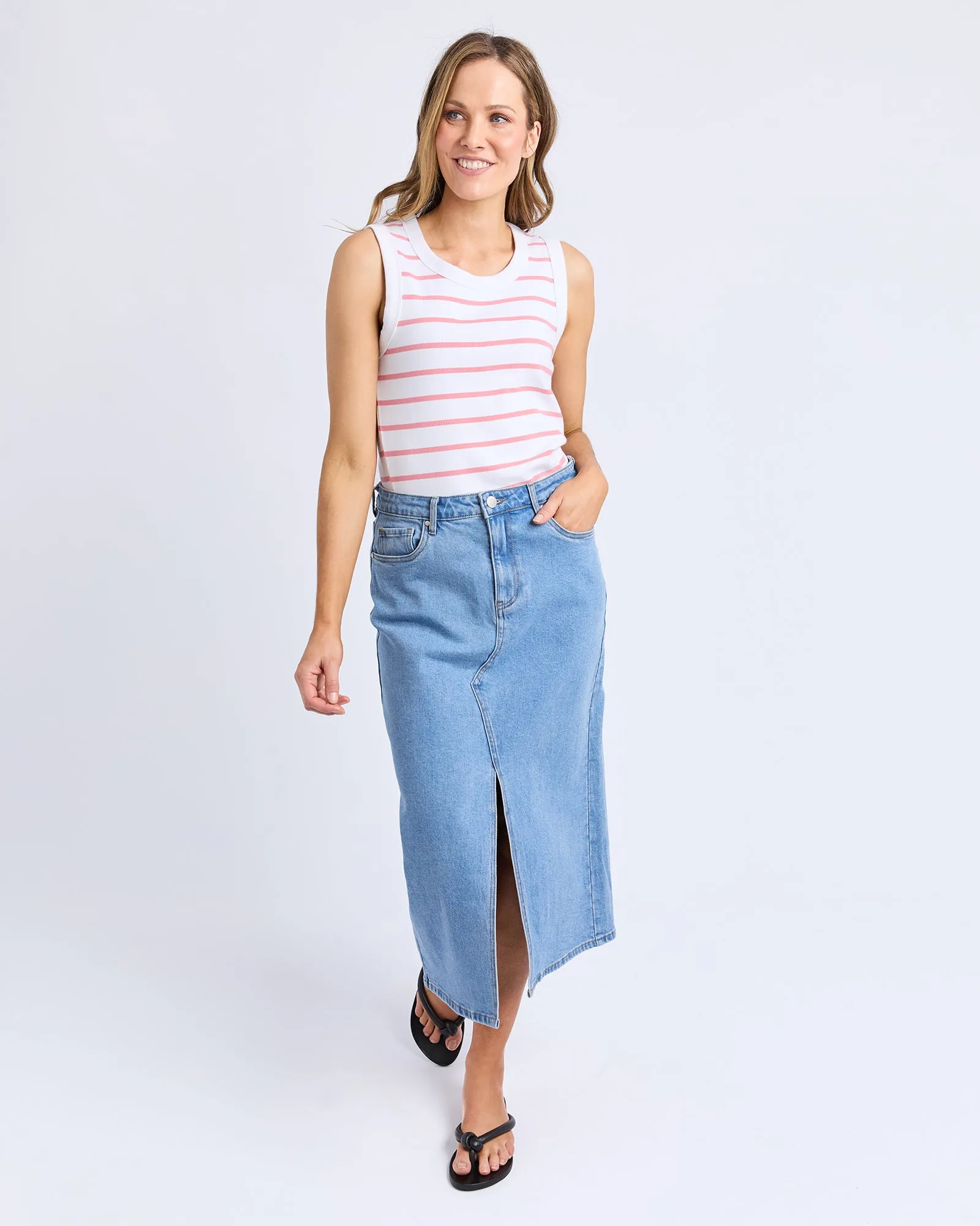 Iris Stripe Tank White & Rose sold by Foxwood Clothing product image thumbnail 2