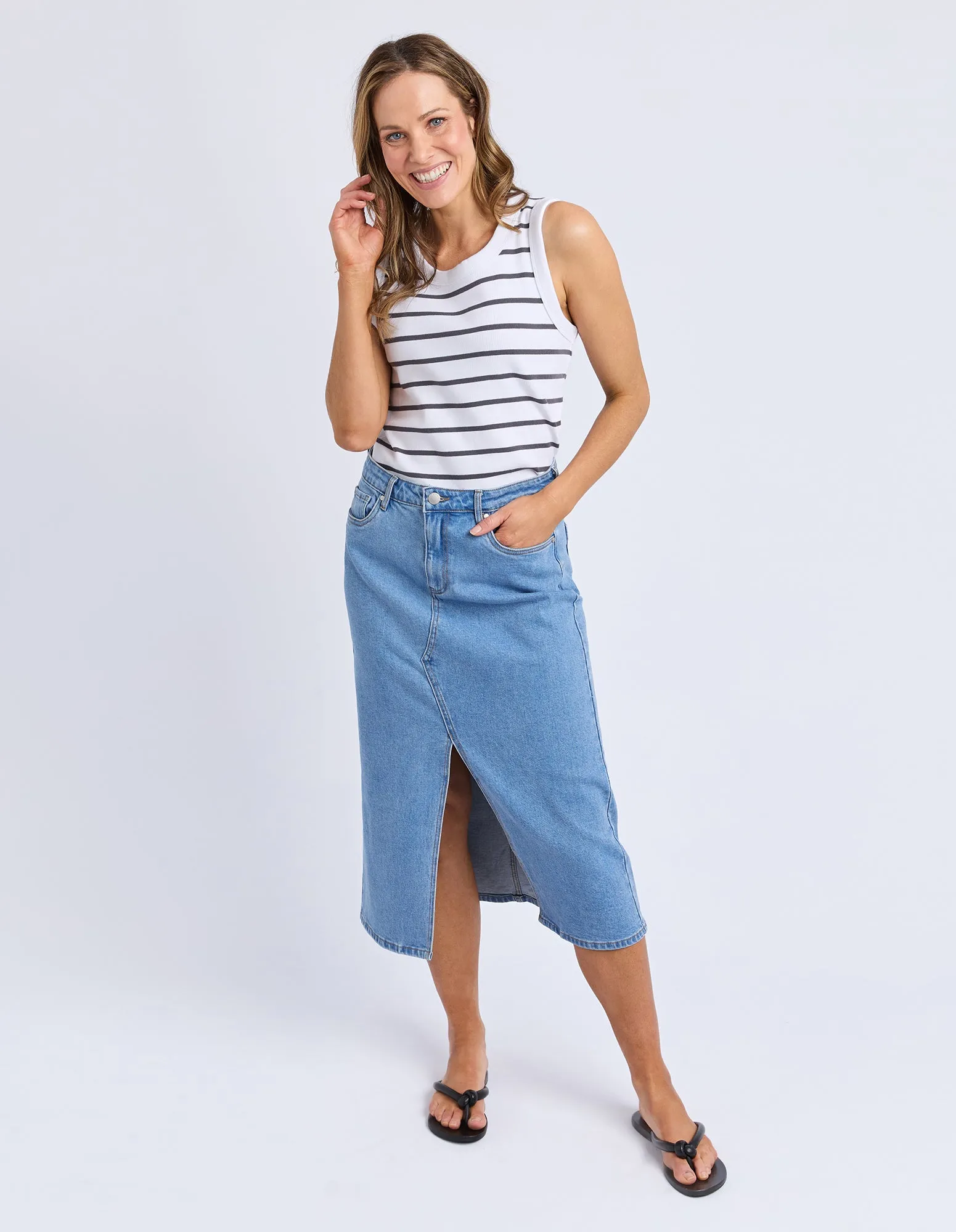 Iris Stripe Tank White & Charcoal sold by Foxwood Clothing product image thumbnail 2