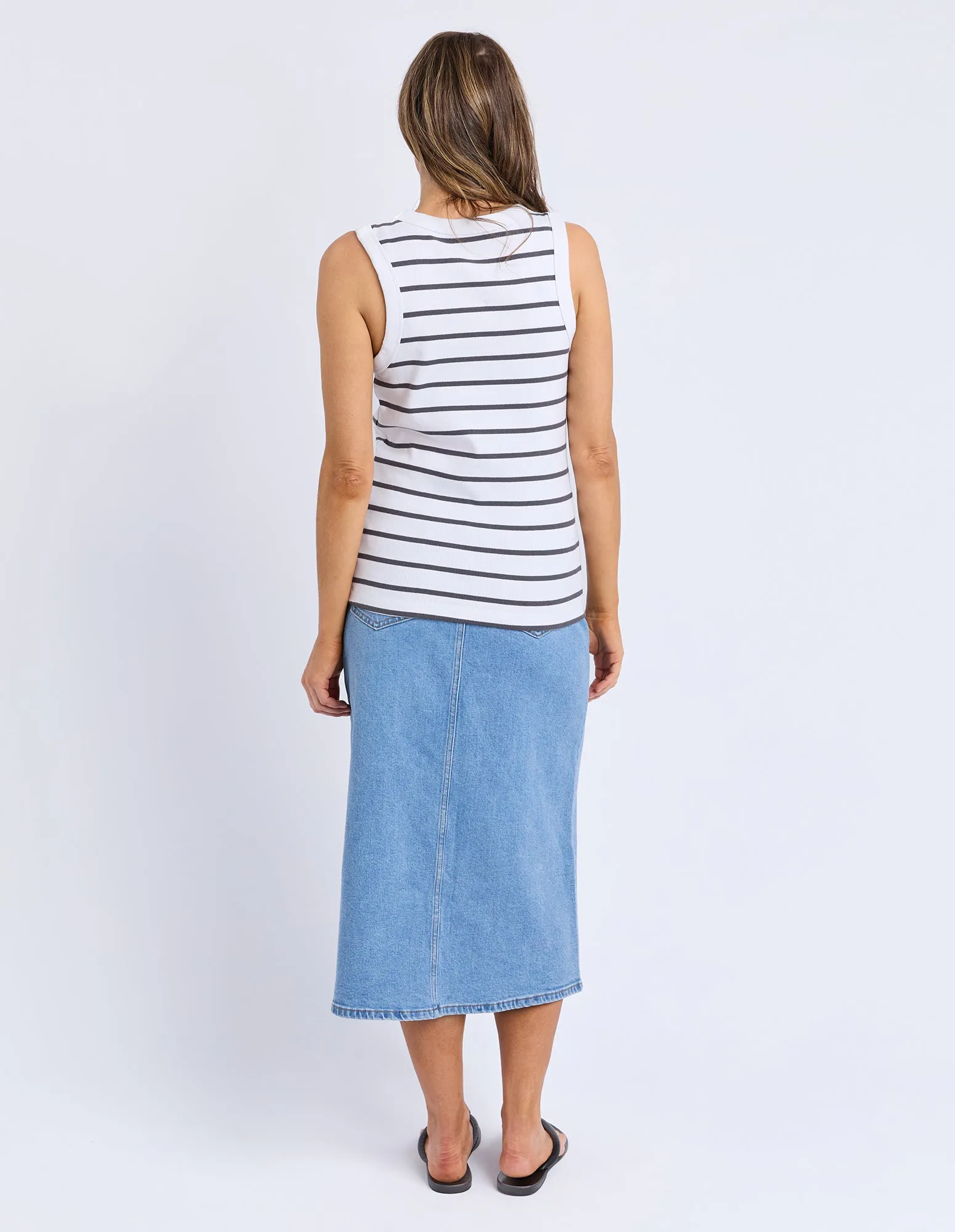 Iris Stripe Tank White & Charcoal sold by Foxwood Clothing product image thumbnail 3